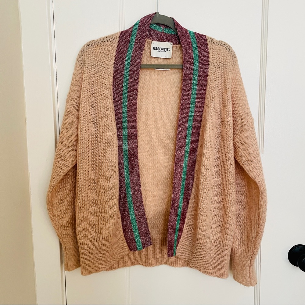 ESSENTIEL ANTWERP Cardigan w/ Sparkly Striped Collar, Sz XS/S‎